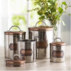 Laurel Foundry Modern Farmhouse 4 Piece Hammered Metal Canister Set LRFY8359